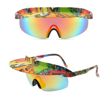 Sunglasses with Built-in Visor – Windproof Cycling Eyewear Shade for Outdoor Adventures, Stylish Sun Protection for Riders