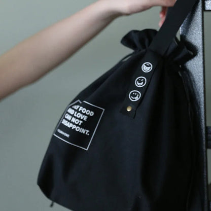 Drawstring Canvas Lunch Tote Bag – Insulated Fresh-Keeping Bento Box Carrier for School, Work, Picnics, and Daily Food Storage Style