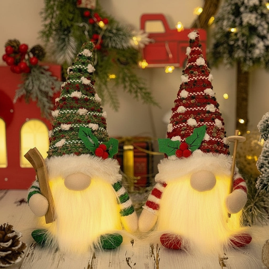 LED Gnome Couple Night Light – Christmas Sledge Elf Decoration for 2025 Gifts, New Year Displays & Valentine’s Surprises