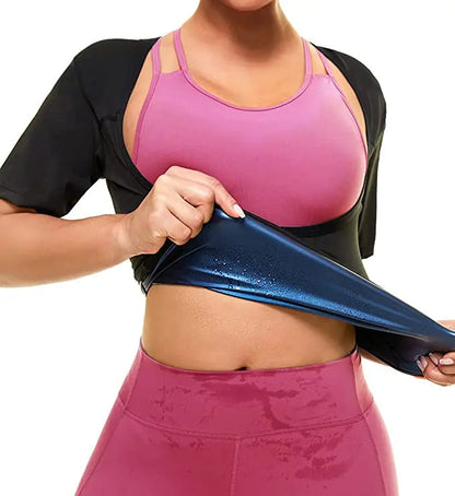 Women's Sauna Sweat Vest - Short Sleeve Heat-Trapping Shapewear for Slimming, Workout & Body Sculpting Results