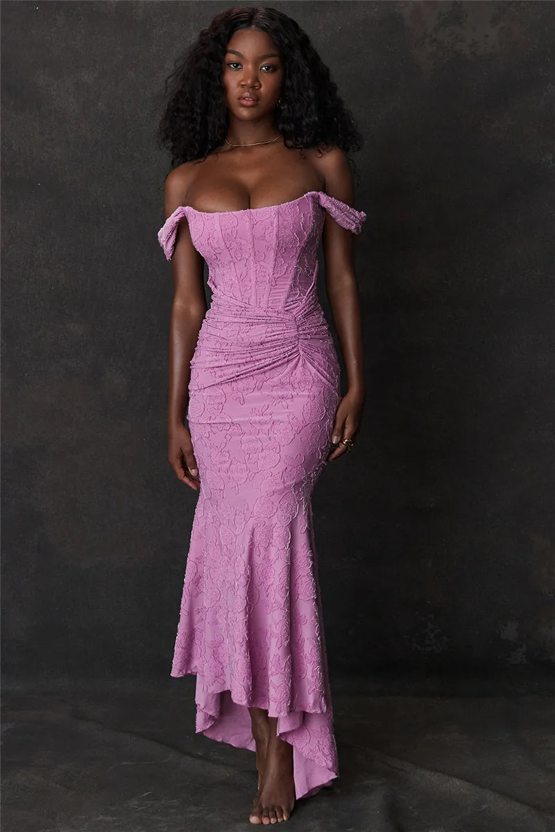 Mozision Off-Shoulder Backless Evening Dress – Purple Sleeveless Bodycon for Unforgettable Parties