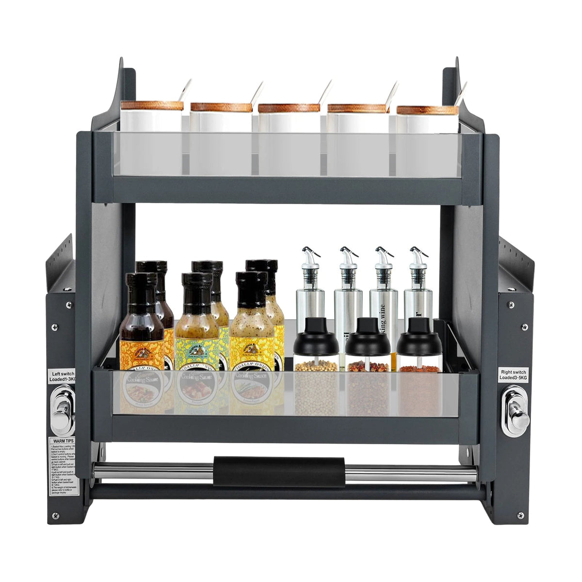 Pull-Down Cabinet Shelf – 2-Tier Lift-Down Basket for 24 in Upper Cabinets