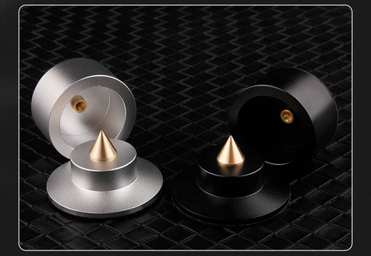 Aluminum Audio Amplifier Feet – 4-Piece HiFi Shock Absorber Pads for Speaker or CD Player, Reduce Vibration, Boost Sound Clarity