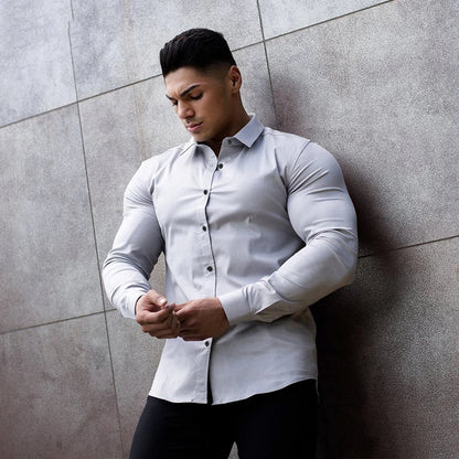 Men’s Super Slim Fit Plain Shirt – Long Sleeve Casual Button-Up for Business, Social Events, and Daily Sophisticated Style
