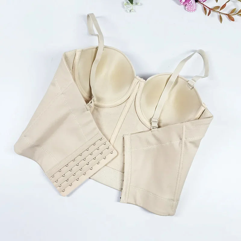 Strapless Backless Bodysuit – Sexy Slimming Crossbody Vest with Chest Wrap and Fishbone Support for Beautiful Silhouette Appeal