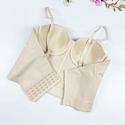 Strapless Backless Bodysuit – Sexy Slimming Crossbody Vest with Chest Wrap and Fishbone Support for Beautiful Silhouette Appeal