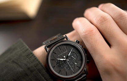 Wooden Men’s Watch Relogio Masculino – Stylish Chronograph Military Timepiece in Gift Box, Eco-Friendly Design for Everyday Elegance
