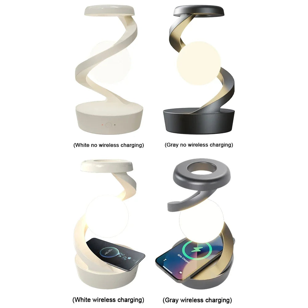 Levitating Moon Lamp – 3D Floating LED Light with Wireless Charging & RGB Glow