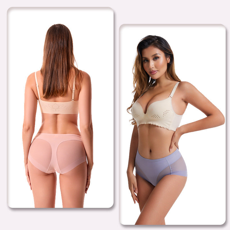 Mid-Waist Breathable Women’s Briefs – Hip-Lifting Transparent Mesh Corset Panties in Ice Silk for All-Day Comfort and Flattering Waistline Support
