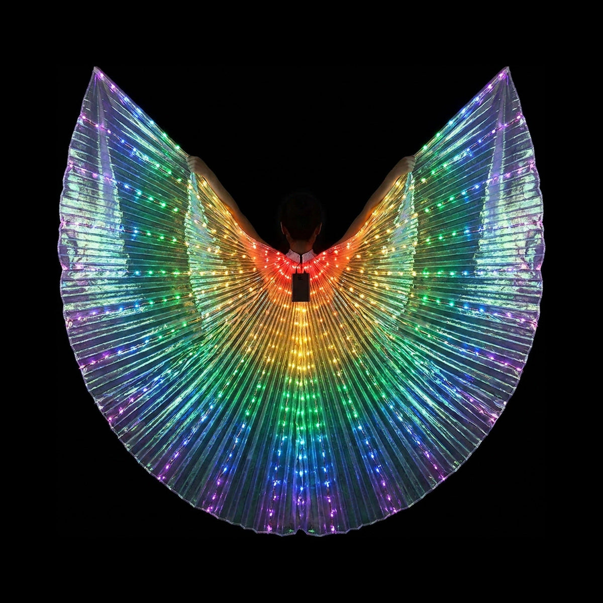 LED Isis Wings - Light-Up Costume Butterfly Wings with Telescopic Rods, 7 Colors, Adult & Child Sizes
