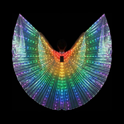 LED Isis Wings - Light-Up Costume Butterfly Wings with Telescopic Rods, 7 Colors, Adult & Child Sizes