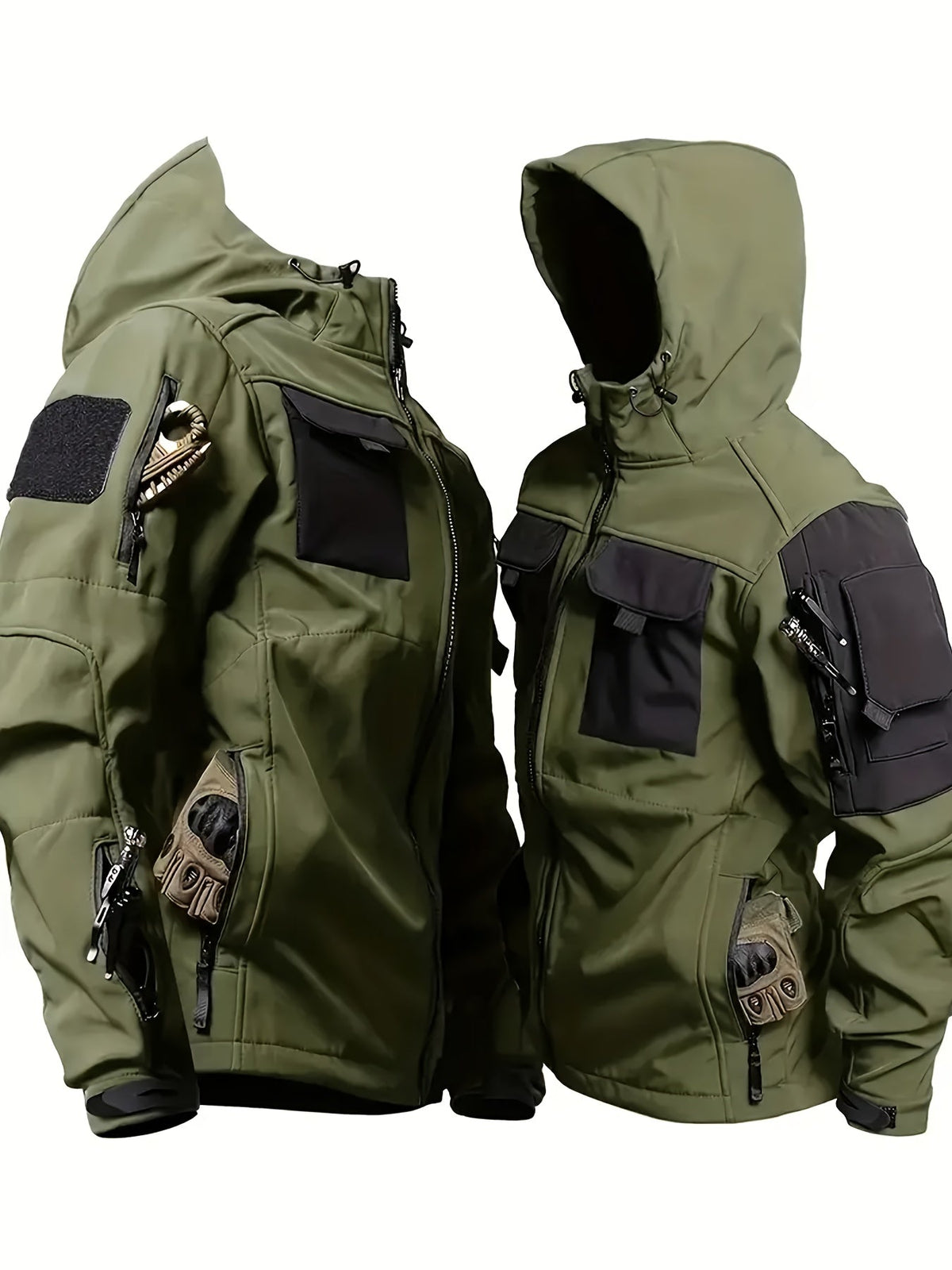 Men’s Fleece-Lined Waterproof Outdoor Set – Windproof Hooded Jacket & Pants with Multiple Pockets for Camping, Hiking & Rugged Adventure Comfort