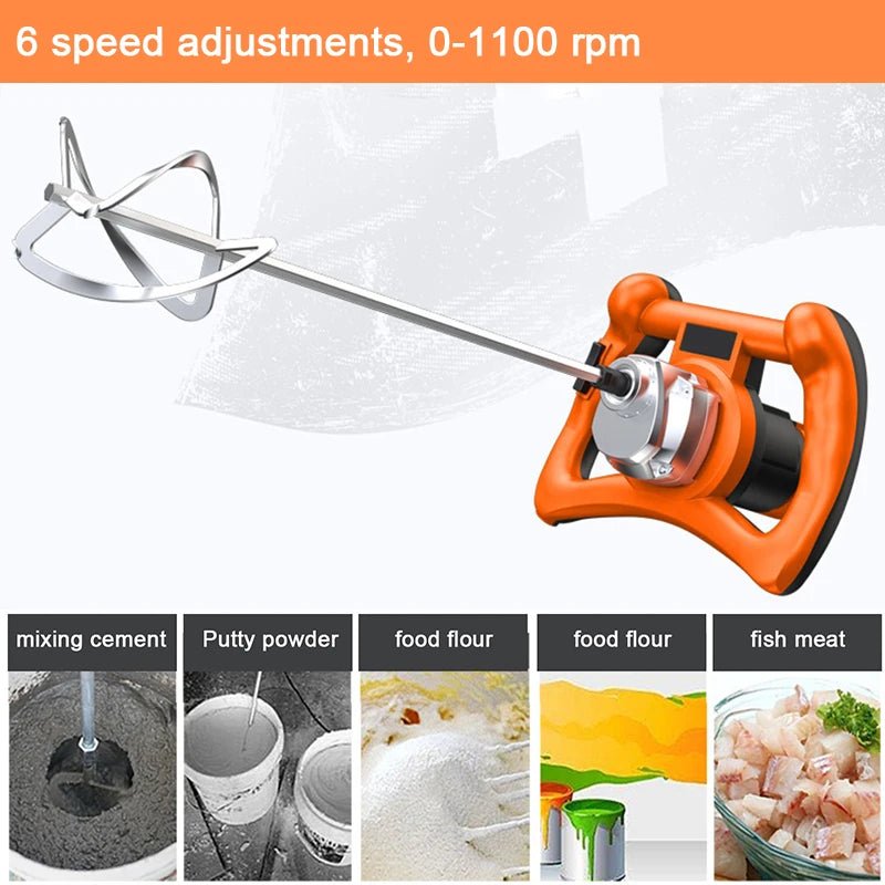 Concrete Cement Mixer - Electric 1400W Handheld Paint Putty Powder Cement Plaster Mortar Coating Mixer