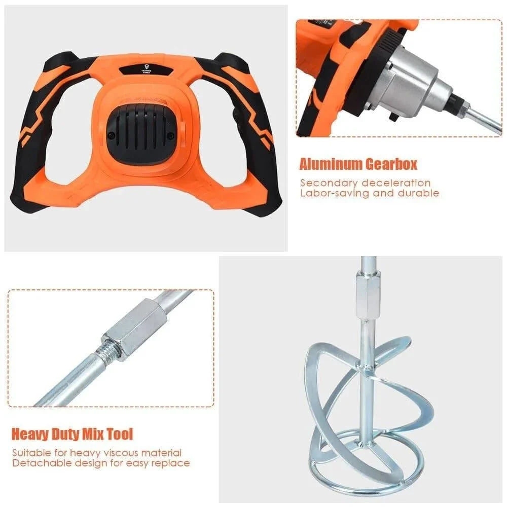 Concrete Cement Mixer - Electric 1400W Handheld Paint Putty Powder Cement Plaster Mortar Coating Mixer