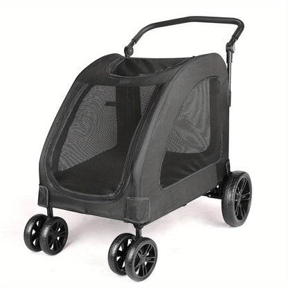 Spacious Heavy-Duty Pet Stroller – 120lb Capacity Dog & Cat Travel Stroller with 360° Wheels, Mesh Panels & One-Step Folding Design for Outdoor Adventures
