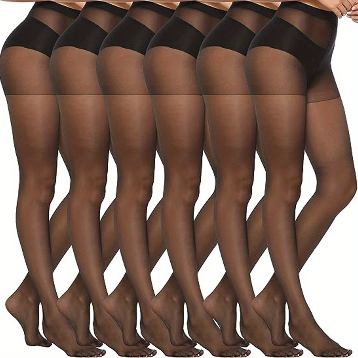 High Waist Slimming Pantyhose – 6-Pack Semi-Sheer Footed Stockings for Stylish Women’s Outfits, Perfect for All Occasions