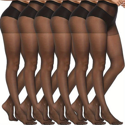 High Waist Slimming Pantyhose – 6-Pack Semi-Sheer Footed Stockings for Stylish Women’s Outfits, Perfect for All Occasions