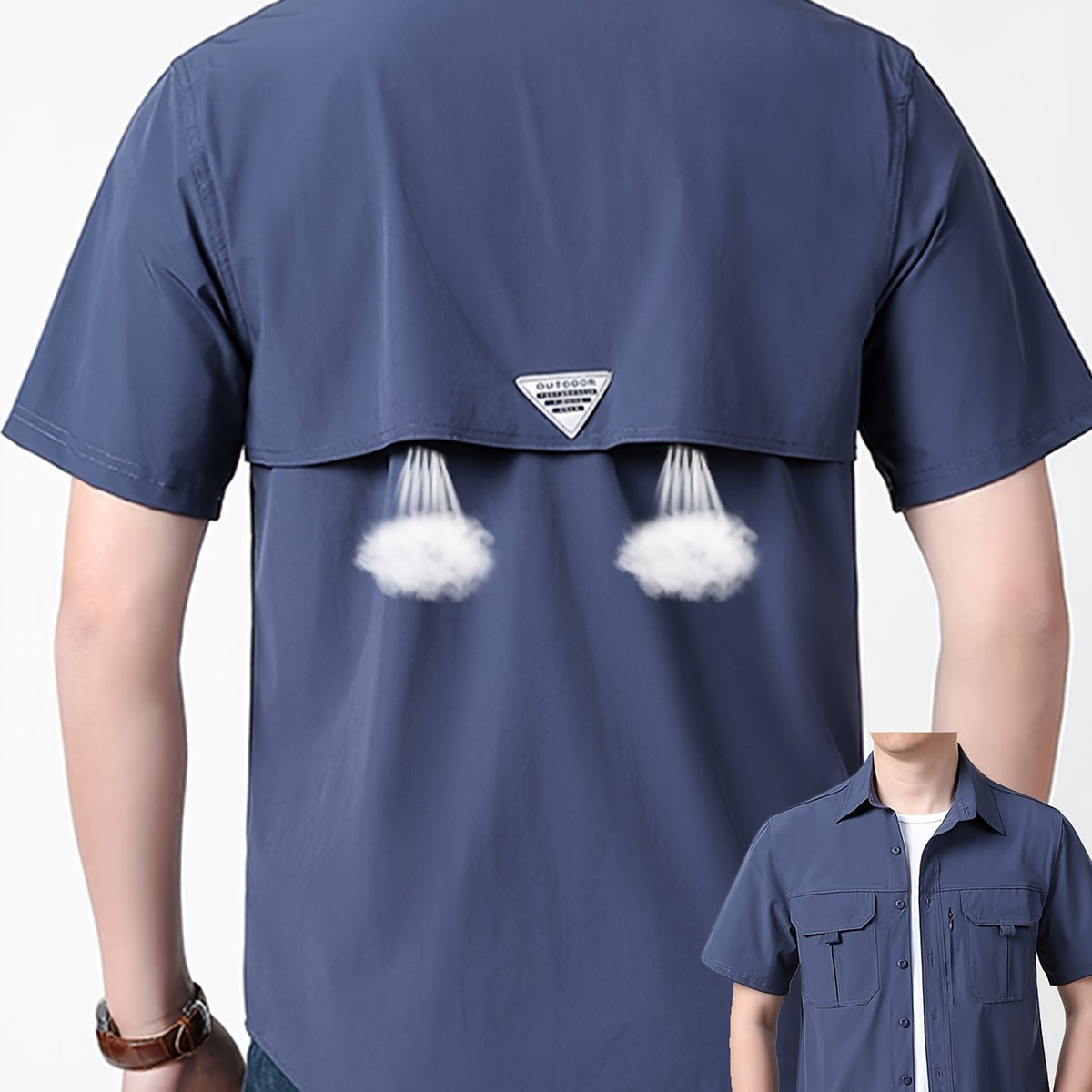 Men’s Quick-Dry Cooling Shirt – Short-Sleeve Lapel Design with Breathable Nylon-Spandex Fabric for Summer
