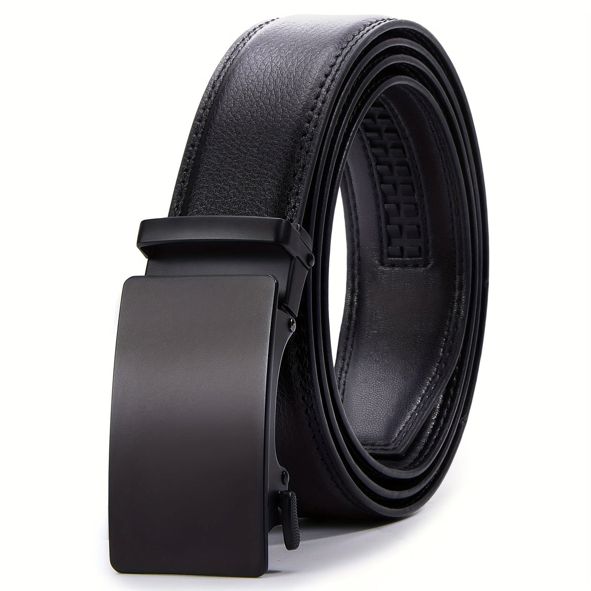 Men’s Leather Ratchet Belt – Adjustable Automatic Buckle Dress Belt with Gift Box, 35mm Premium Classic Accessory