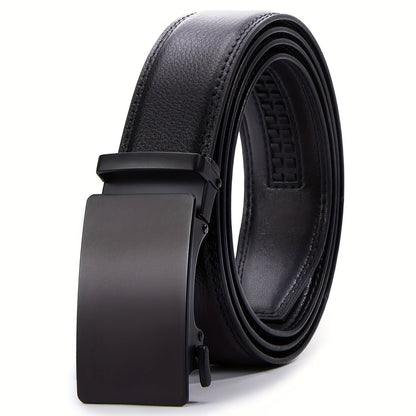 Men’s Leather Ratchet Belt – Adjustable Automatic Buckle Dress Belt with Gift Box, 35mm Premium Classic Accessory