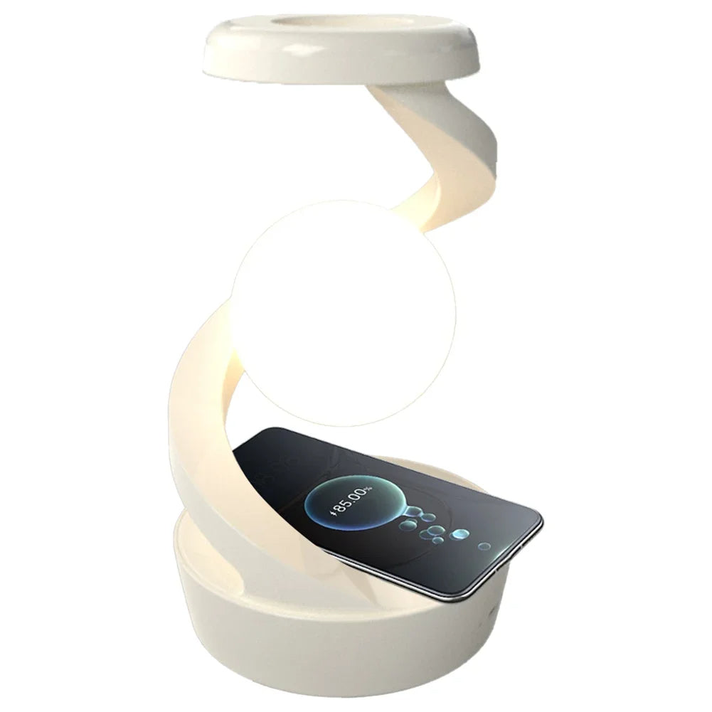 Levitating Moon Lamp – 3D Floating LED Light with Wireless Charging & RGB Glow