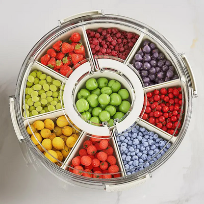 Rotating Snack Tray with Lid – Stylish Round Organizer to Elegantly Serve Snacks for Parties, Holidays, Weddings & Daily Use