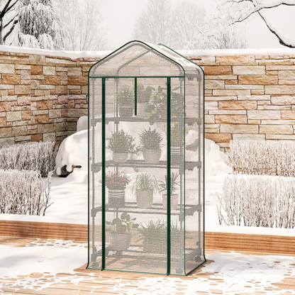 Portable Outdoor Tomato Greenhouse with Wheels – Roll-Up Door, 3-Tier Shelves for Plants, Flowers & Winter Weather Protection