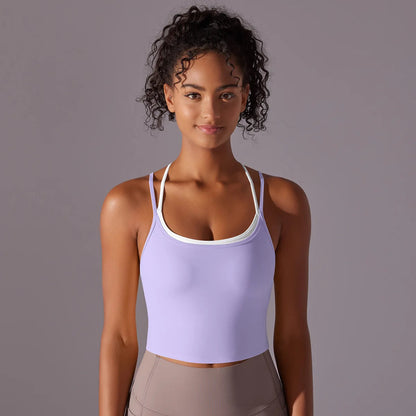 Women Backless Yoga Sports Bra – Push-Up Fitness Top for Gym, Running and Workout Training Wear