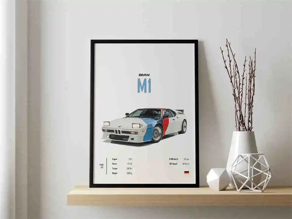 Retro German Supercar Poster Set – Pop Aesthetic Canvas Wall Art Featuring M8, M4, R8, RS6 for Garage or Home Decor