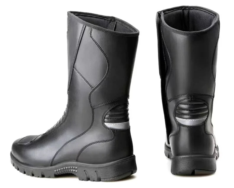 Men’s Classic Motocross Motorcycle Boots – Waterproof Touring Footwear with Reinforced Heel and Toe for Rugged Ride Comfort & Style