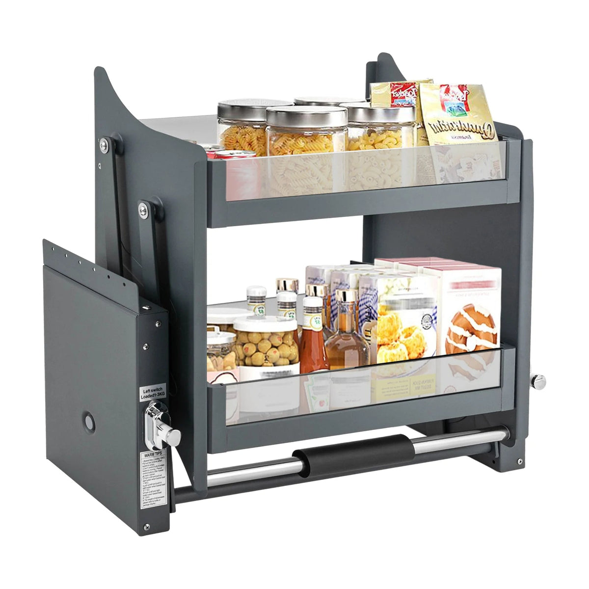 Pull-Down Cabinet Shelf – 2-Tier Lift-Down Basket for 24 in Upper Cabinets