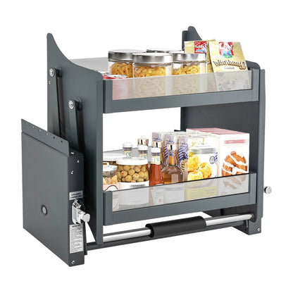 Pull-Down Cabinet Shelf – 2-Tier Lift-Down Basket for 24 in Upper Cabinets