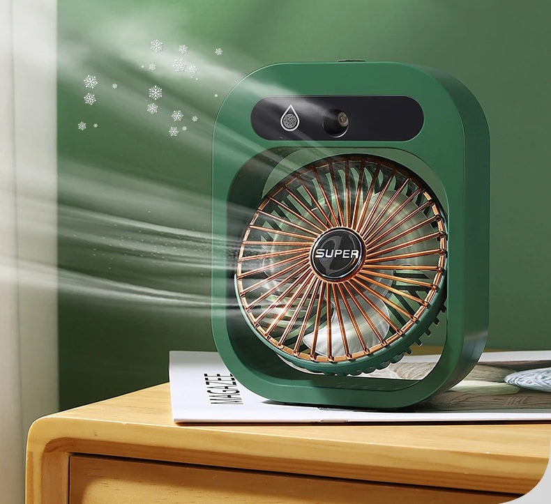 USB Mini Ice Fog Fan – Multi-Function 1200mAh Cooling Device with Humidifier, Air Conditioning Features, and Desk Portability