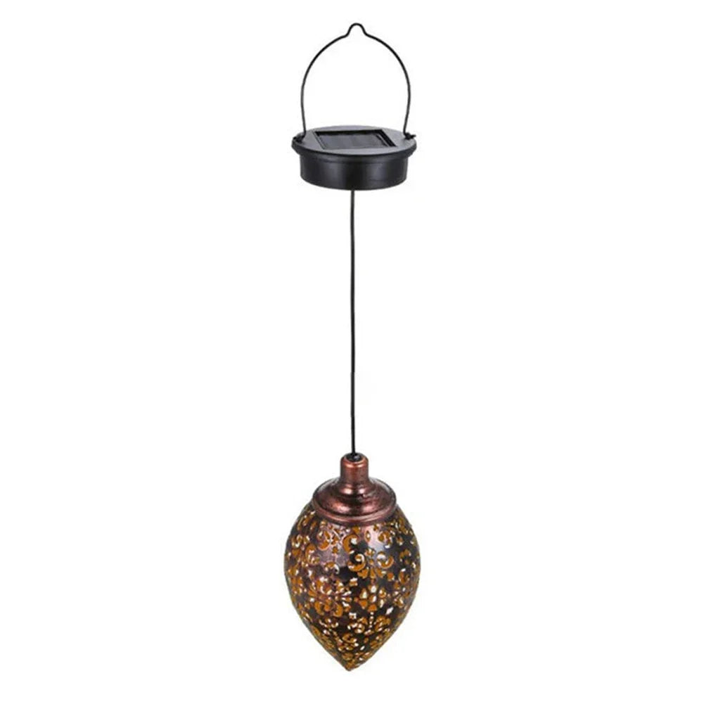 Solar Outdoor Hanging Lantern Lights – Waterproof Iron Art Decorative Lamps with Sensor Projection for Garden Decor