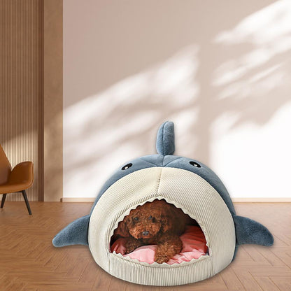 Shark-Shaped Cat Bed – Cozy Semi-Closed Nest for Ultimate Pet Comfort
