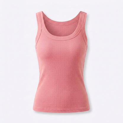 Women’s Basic Ribbed Tank Top – Solid Round Neck Camisole with Stretch Fit for 2026 Summer Wardrobe Essentials