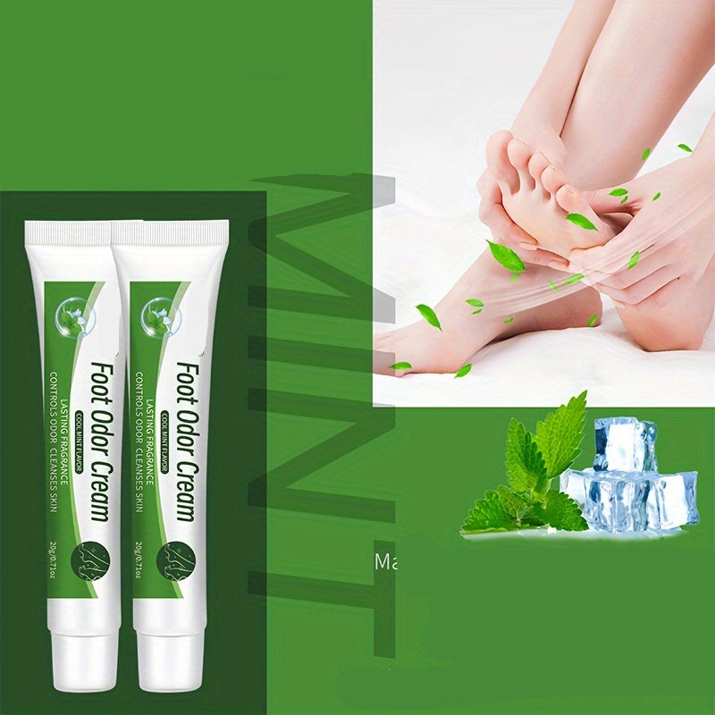 Natural Mint Foot Odor Cream – 2 Pack Refreshing Deodorizing Treatment, Moisturizing Foot Care, Eliminate Odors, Keep Feet Cool, Soft, and Comfortable All Day