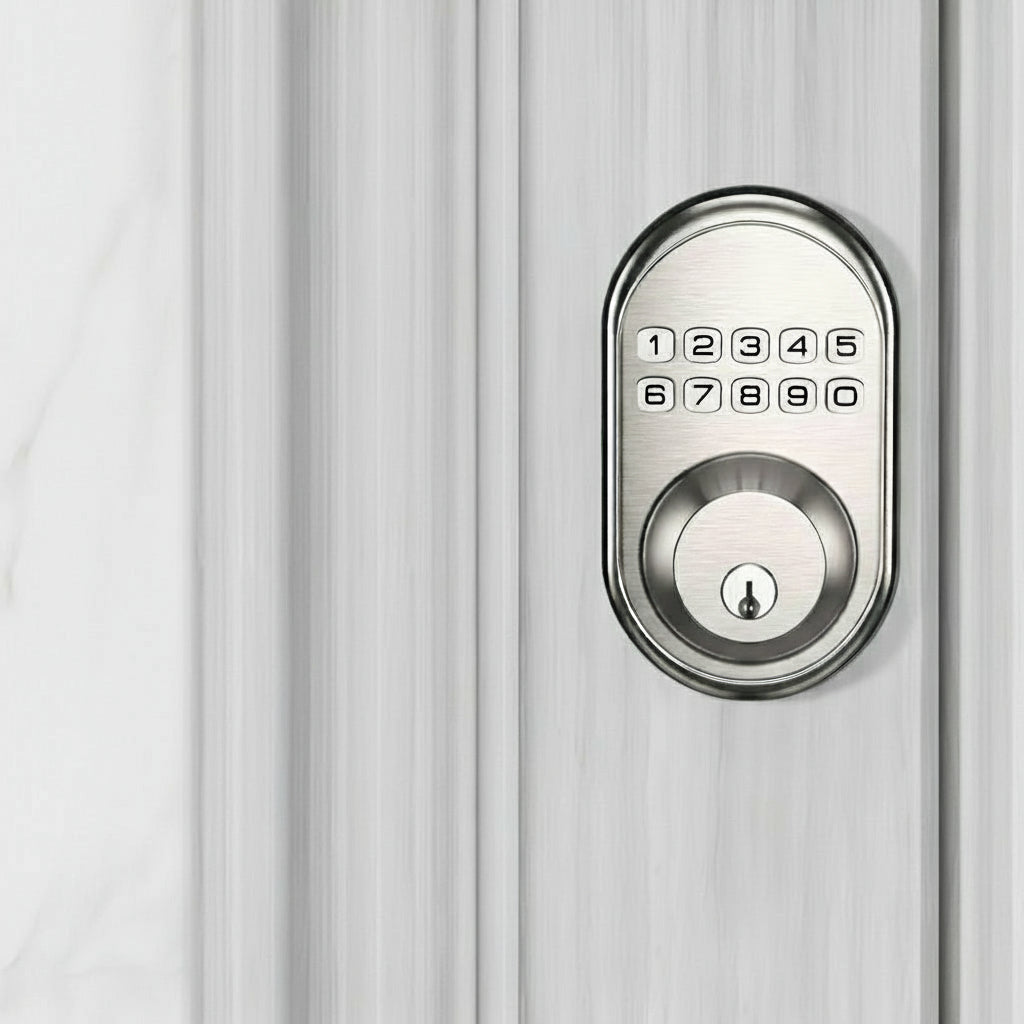Smart Door Lock with Keypad & Key Access – 20 User Codes, Auto-Locking, Tamper Alarm, Backup Power, Home Security System for Front Doors