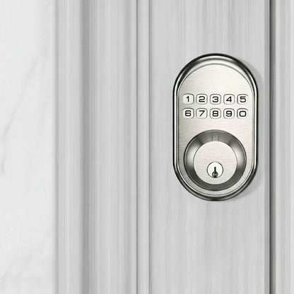 Smart Door Lock with Keypad & Key Access – 20 User Codes, Auto-Locking, Tamper Alarm, Backup Power, Home Security System for Front Doors