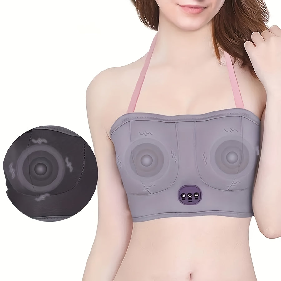 Wireless Electric Breast Massage Bra – USB-Powered Vibration Massager with Heat for Chest Firming, Circulation & Self-Care Confidence