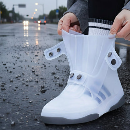 Anti-Slip Two-Tone Waterproof Shoe Covers – Washable Protective Overshoes with Adjustable Button Closure for Rain, Snow & Outdoor Weather Protection