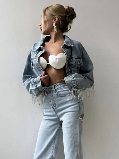 Sexy Lace-Up Backless Heart Love Top – Sleeveless Low-Neck Women’s Summer Fashion Crop Top with Tassel Detail