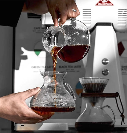 Coffee Carafe – 450ml Glass Sharing Pot with Water Level Display for Manual Brewing, Pour Over, and Barista Accessories
