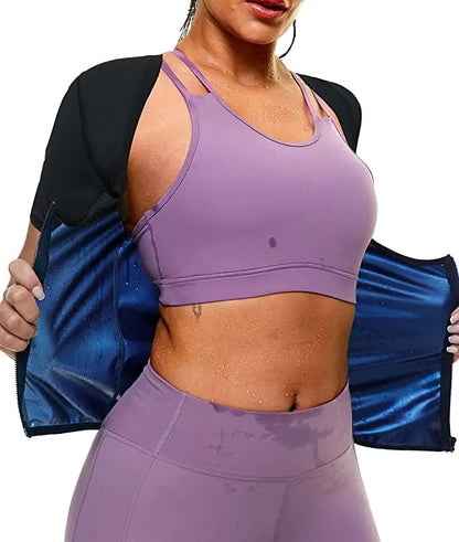 Women's Sauna Sweat Vest - Short Sleeve Heat-Trapping Shapewear for Slimming, Workout & Body Sculpting Results