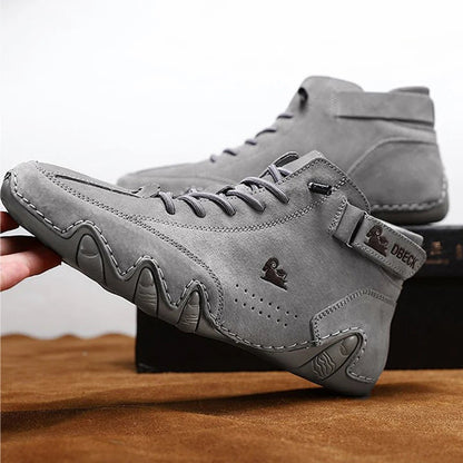 Men’s Casual Luxury Suede Leather Walking Boots – High-Top Roman-Style Sneakers for Motorcycle, Outdoor Fashion & Durable Comfort