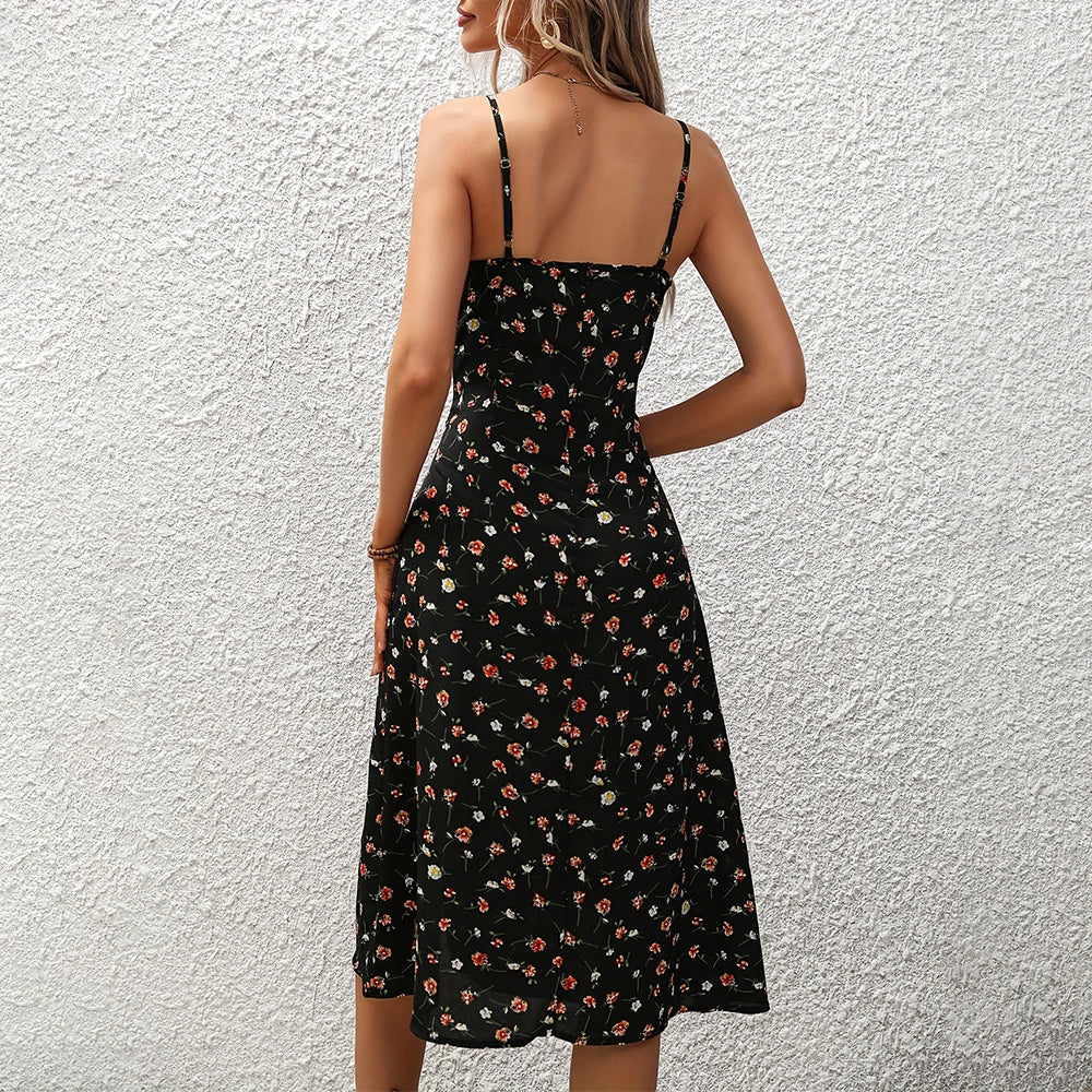 Vintage Polka Dot Sleeveless Long Dress – Elegant Skirt for a Timeless Summer Look