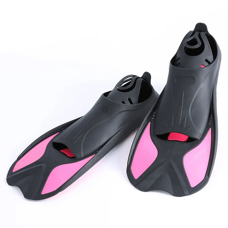 Short Snorkeling Fins - Comfortable TPR Swim Aids for Diving, Pool Training & Travel, Kids to Adult Sizes