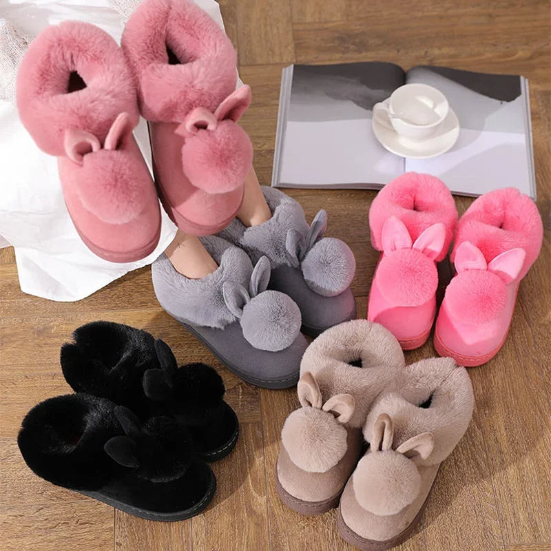 Warm Fur Rabbit Women’s Slippers – Furry, Ultra-Soft, Warm, Non-Slip Indoor Outdoor Slippers for Women in Total Comfort