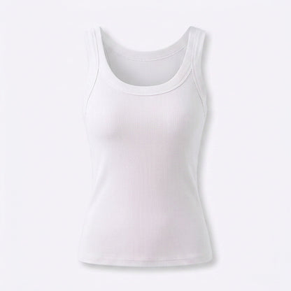 Women’s Basic Ribbed Tank Top – Solid Round Neck Camisole with Stretch Fit for 2026 Summer Wardrobe Essentials