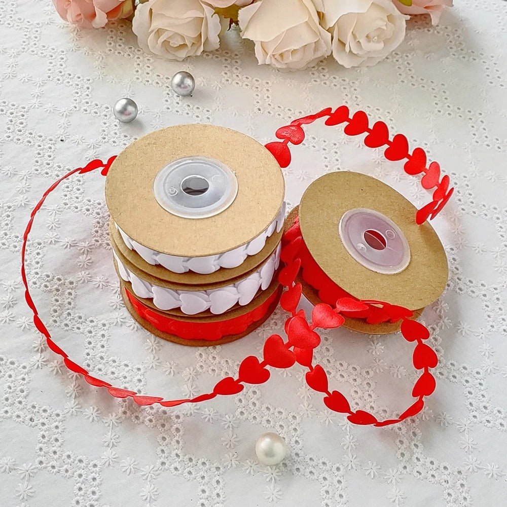 Valentine’s Day Embossed Love Ribbon - Embossing Ribbon with Hearts, Gift Wrapping and Home Decor